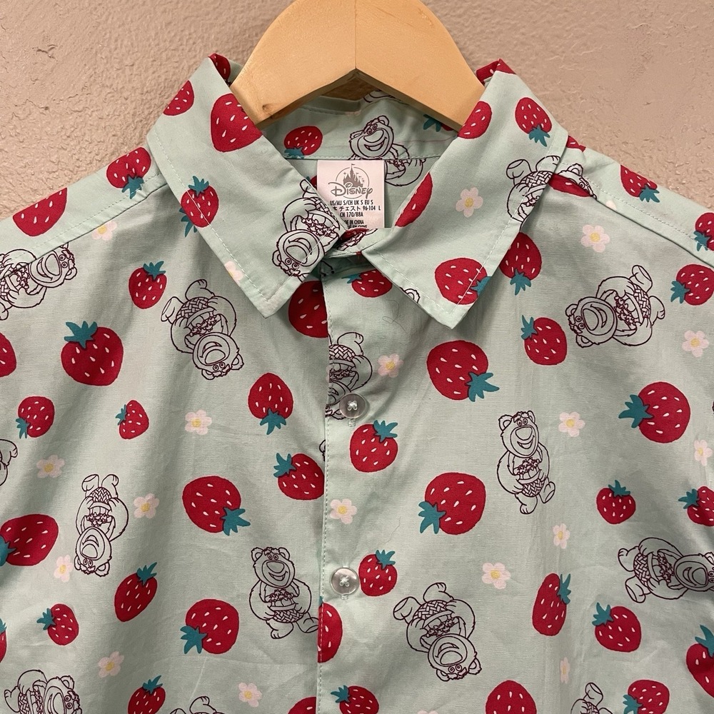 Disney Parks Pixar Toy Story‎ Button Up Shirt Lotso Bear Men's Sz S EUC - Picture 2 of 7